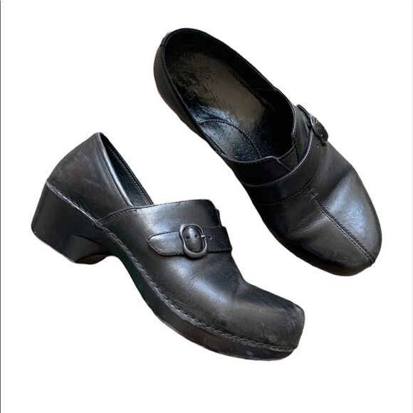 Dansko Tamara Black Leather Slip on Clogs EUR 41 - Picture 1 of 10